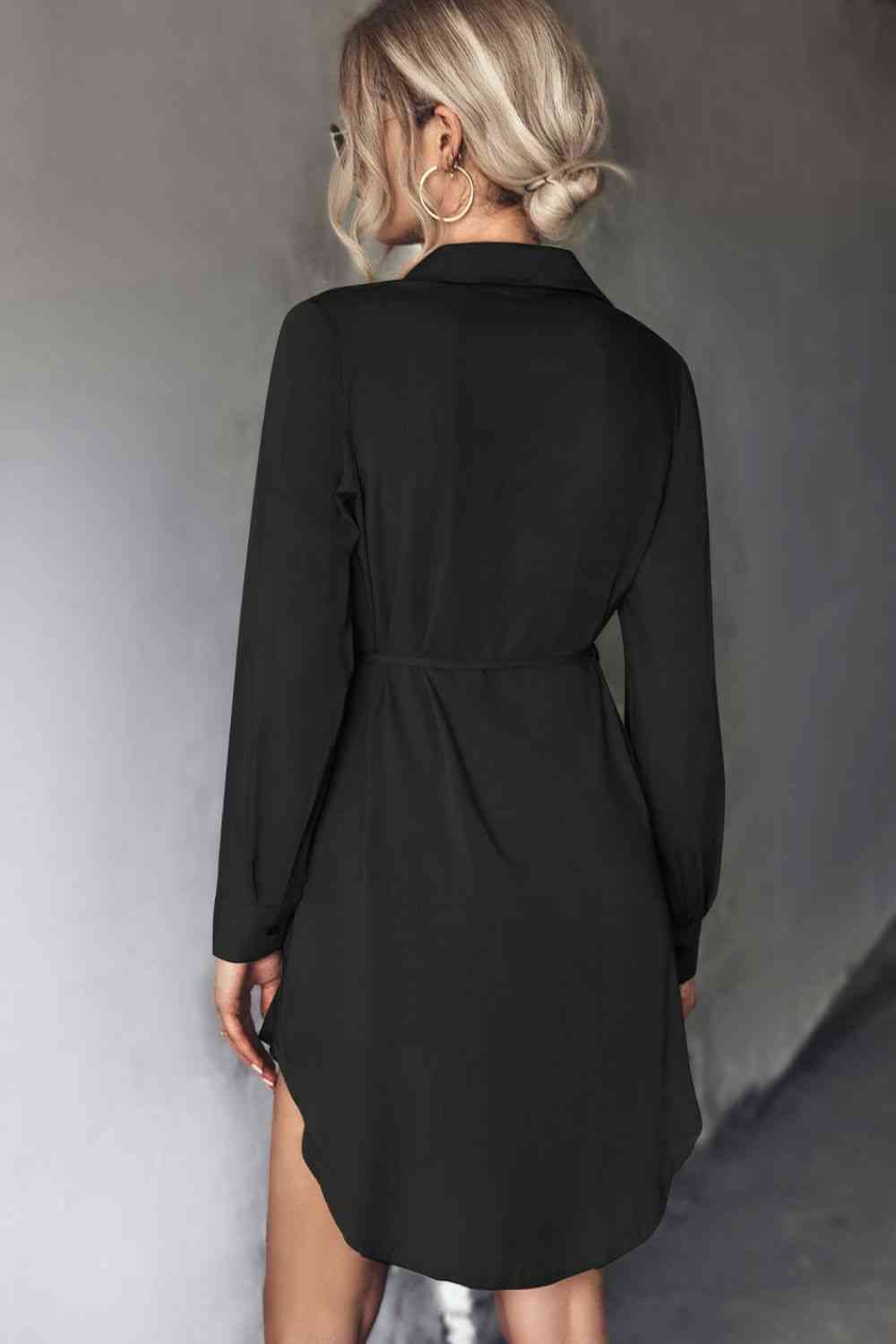 Collar High-Low Shirt Dress