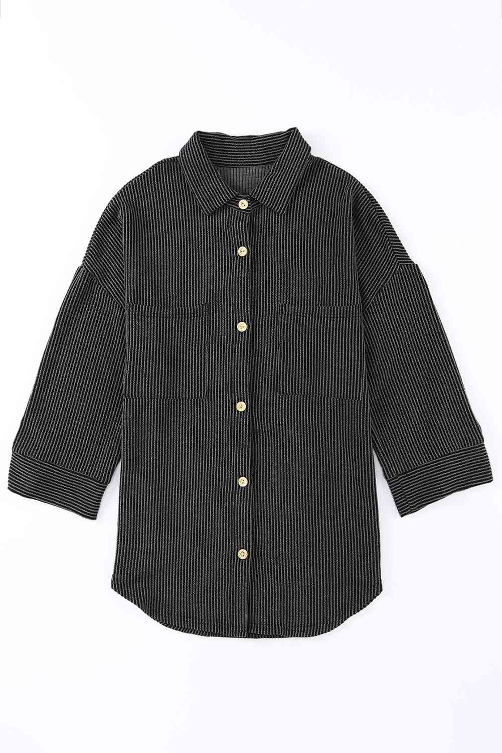 Dropped Shoulder Long Sleeve Shirts with Pocket